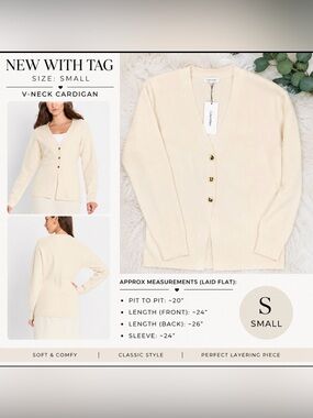 Future Collective Cream Button Cardigan – NWT – Size Small MSRP $40
